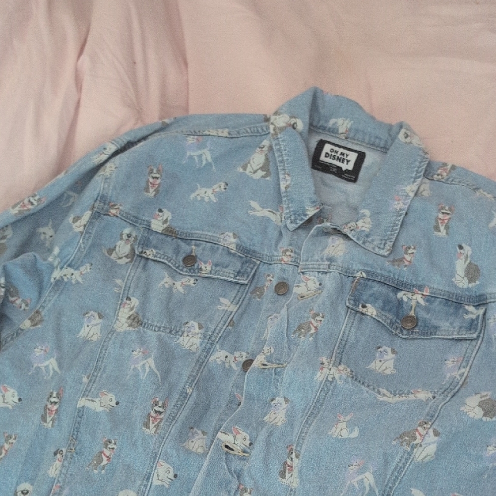 Disney Light Blue Denim Jacket with Dog Pattern